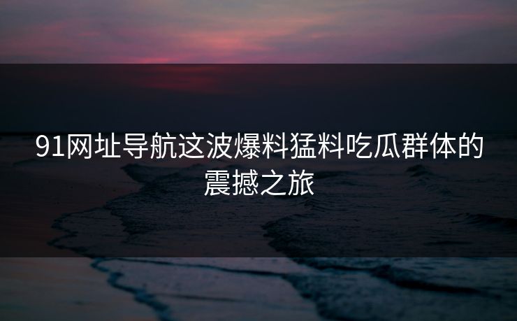 91网址导航这波爆料猛料吃瓜群体的震撼之旅